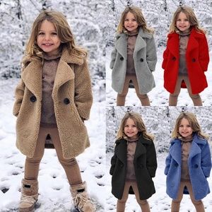 Baby Girl Fashion Faux Fur Long Teddy Coat Casual
